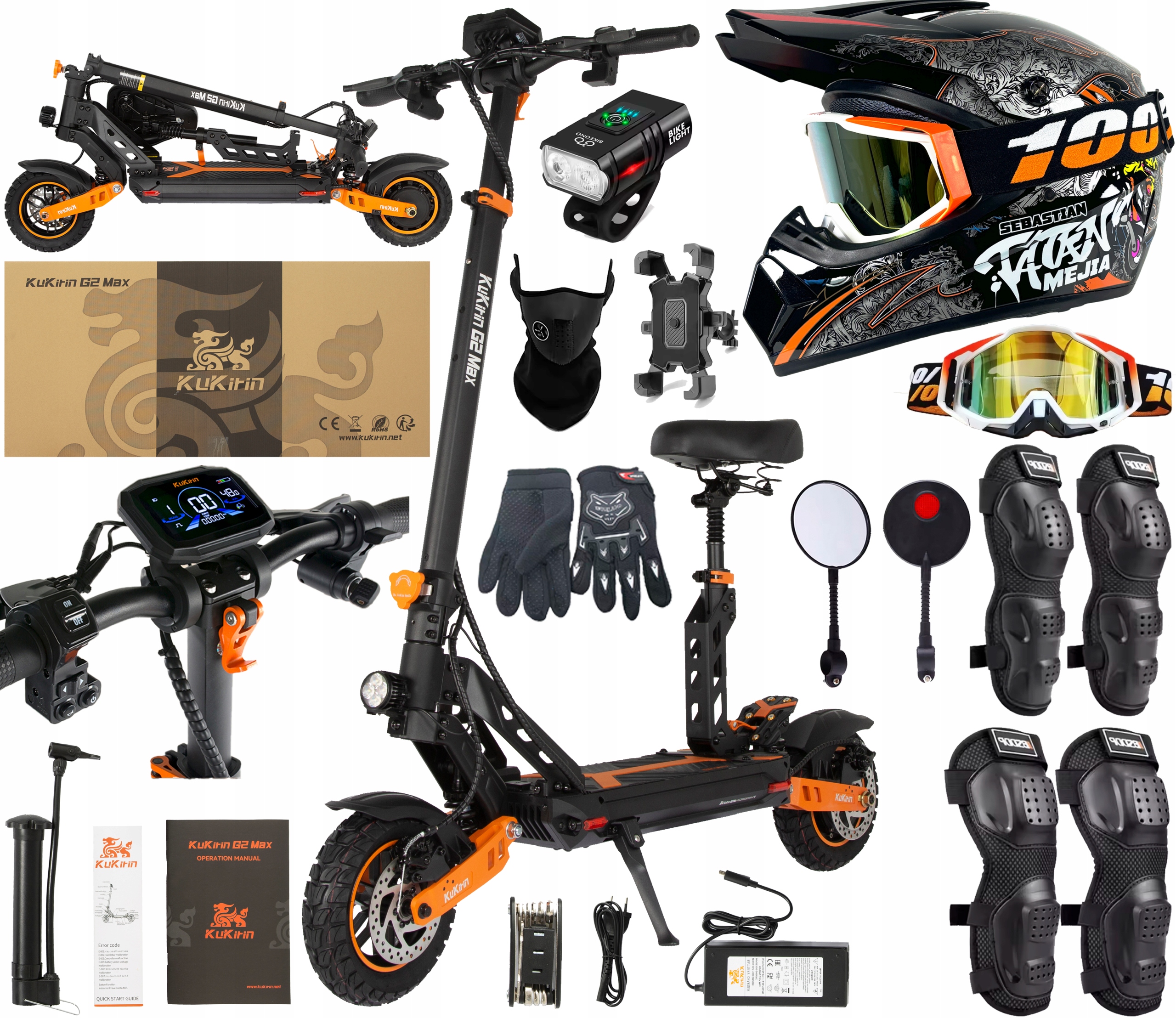 KuKirin G2 Max Skládací 1000W 48V 20.8AH 55KM/H 70KM Terénní +9 Dárek Pl