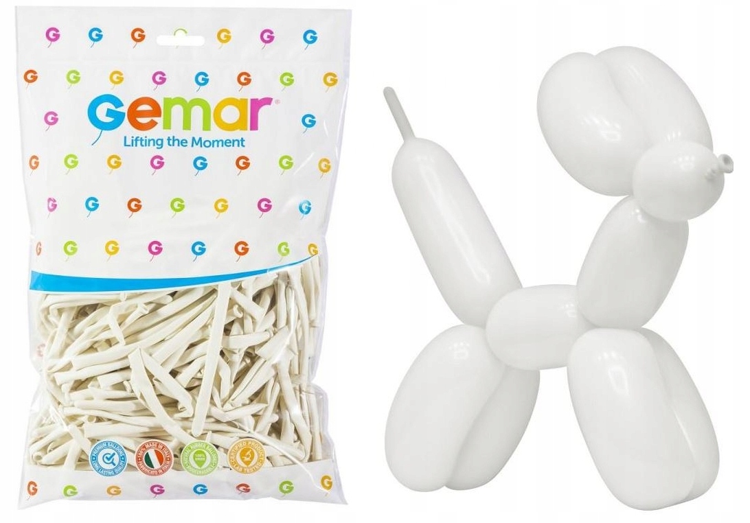 Balony do modelowania rurki GEMAR BIAŁE
