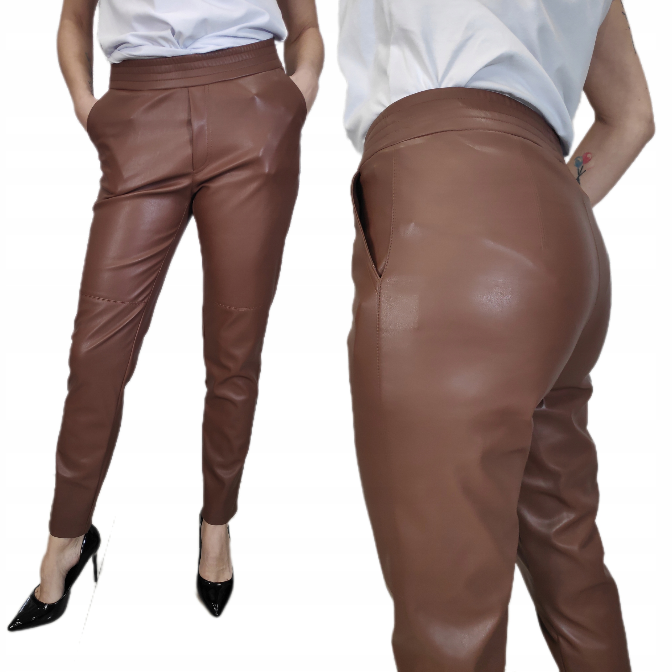 Dámské Hnědé Kalhoty Z Ekokůže, Polský Výrobek