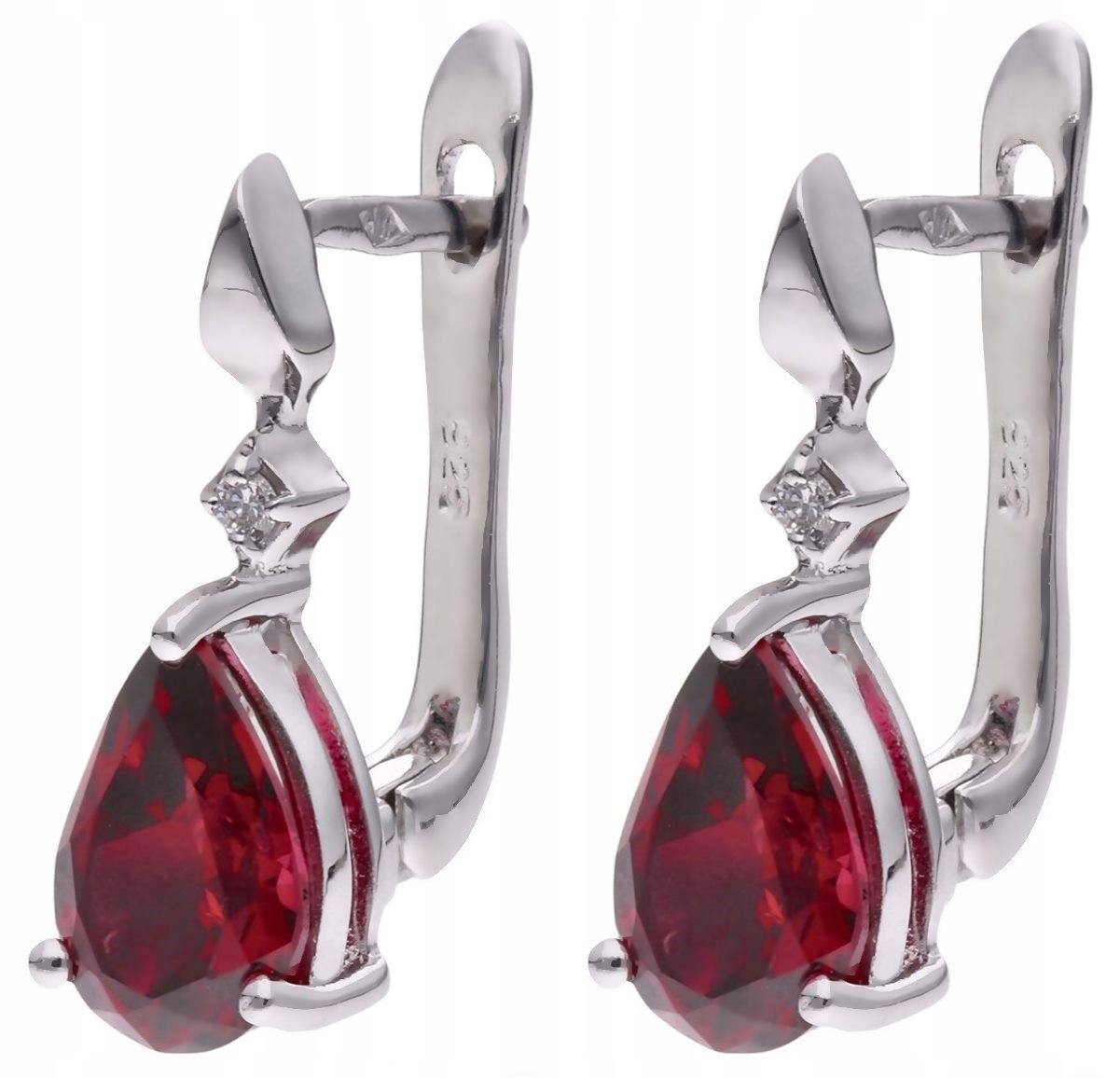 Stříbrné náušnice Ag 925 Rodolit a diamant CVD-3394-E-RD