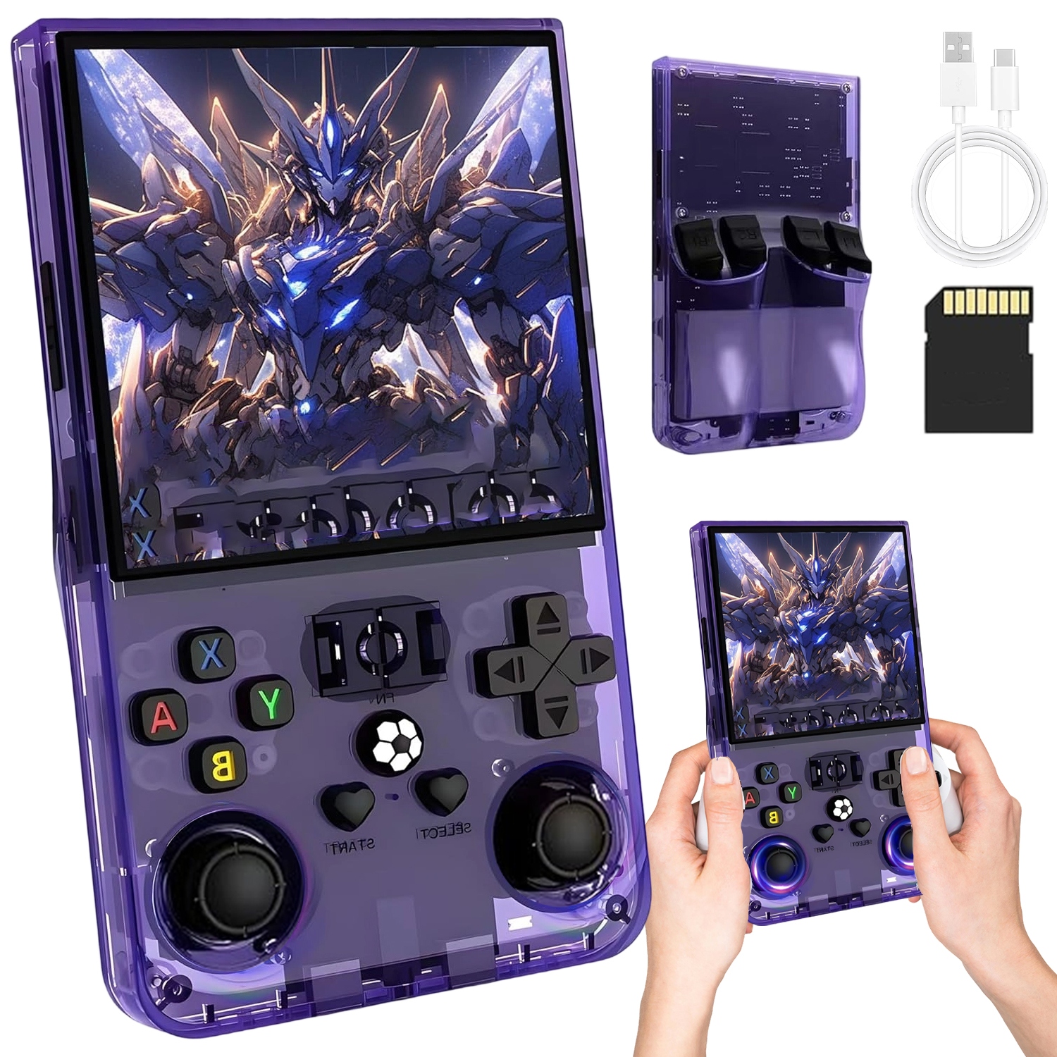 Retro Přenosná Mobilní Herní Konzole 4" Displej Ips S Paměťovou Kartou 64 Gb