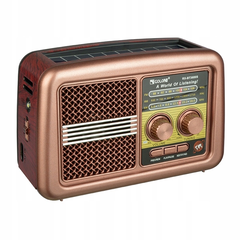 RADIO KUCHENNE BUDOWLANE PRZENOŚNE RETRO BLUETOOTH SOLAR USB Model RX-BT3600S