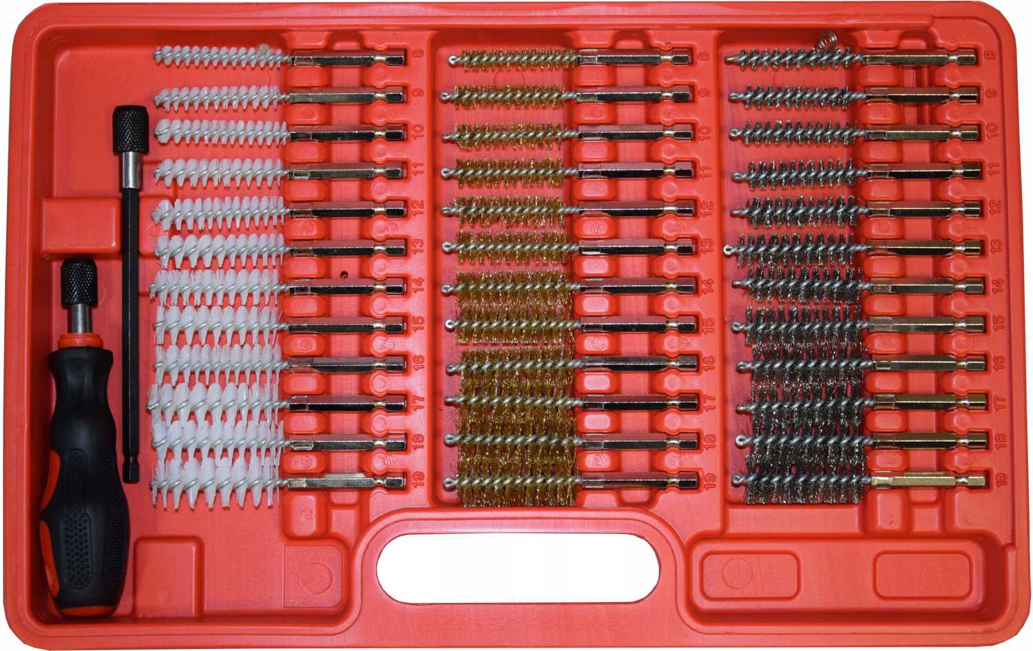 Set of 38 brushes for cleaning spark plug seats, incl