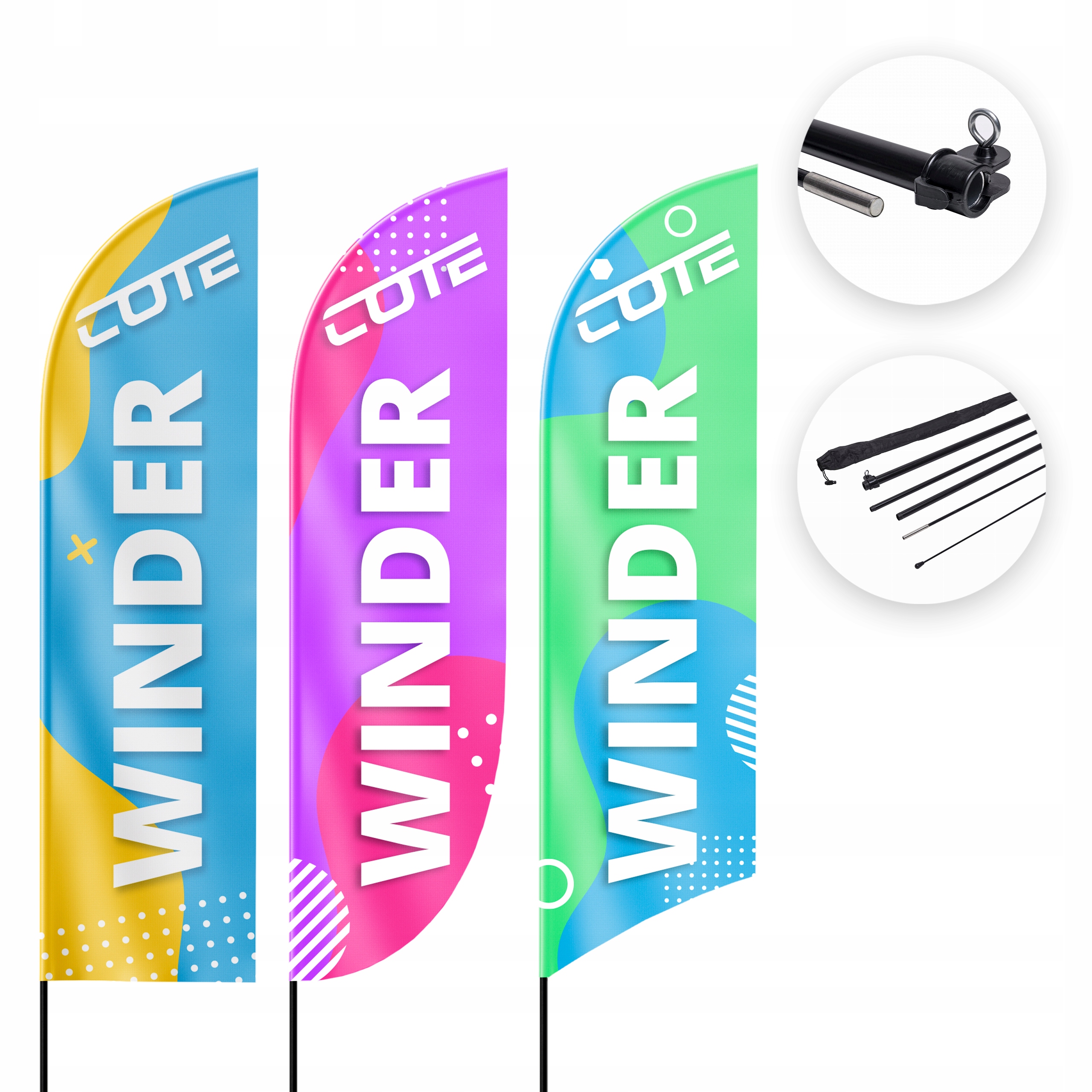 Flaga reklamowa Winder 2,2m + PROJEKT + MASZT 2,8m