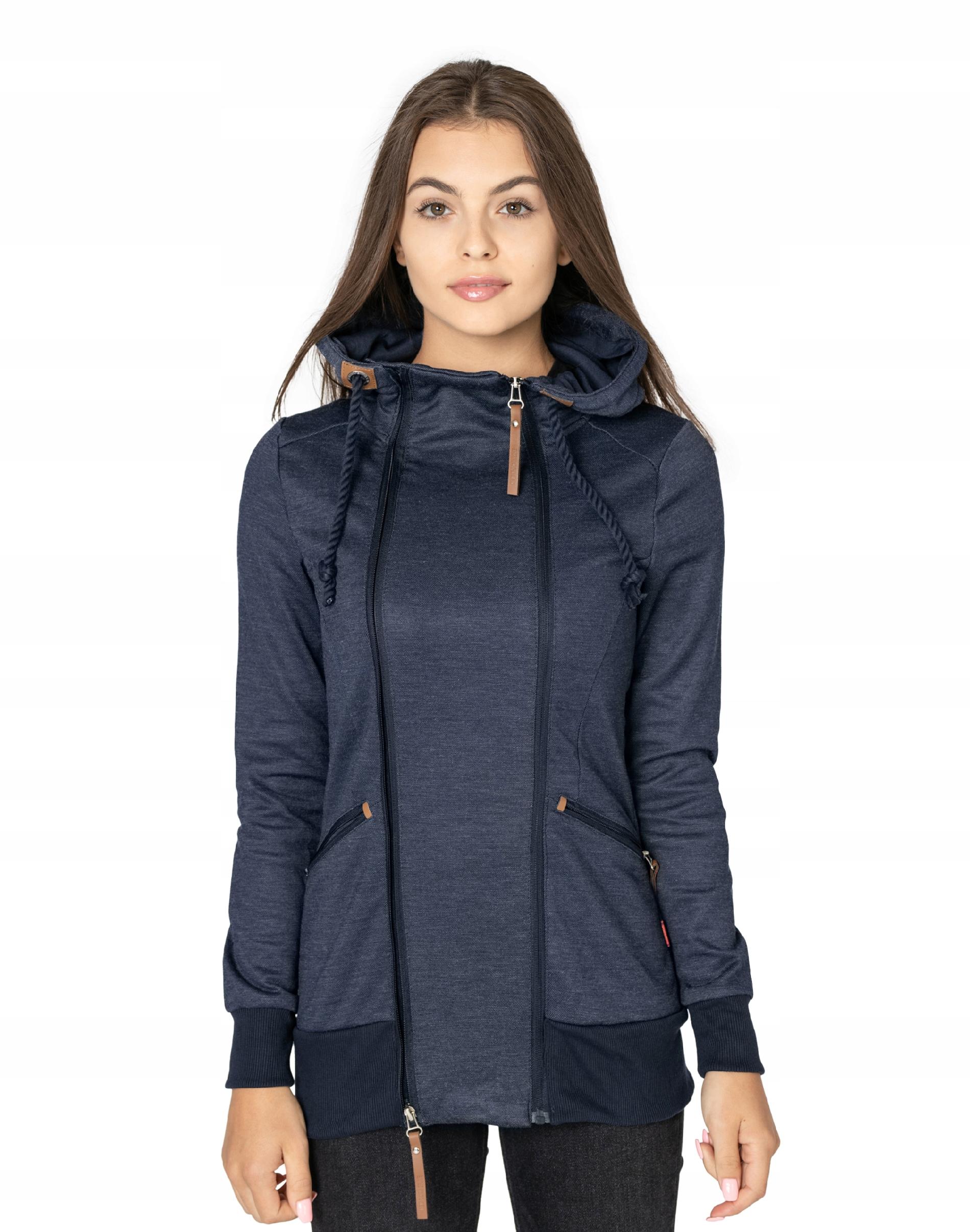 

Długa Bluza Damska Rozpinana z Kapturem 372-3 r S