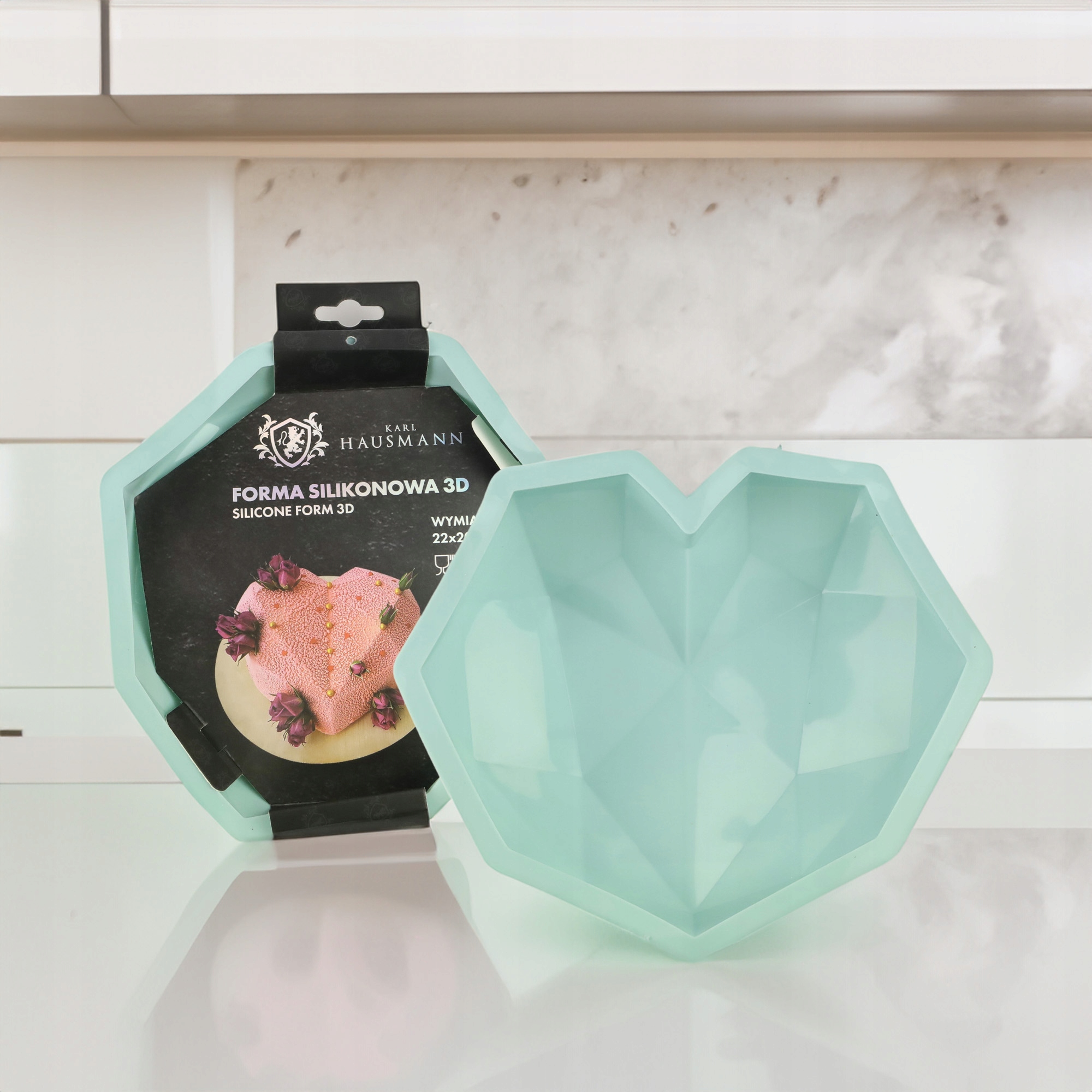 FORMA SILIKONOWA SERCE 5,5 x 22 x 20 CM LODY MUS CIASTO DESER 3D BABKA