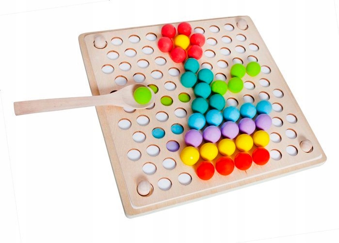 

Drewniana układanka koraliki kolorowa Montessori