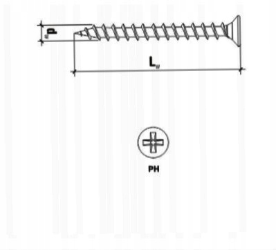 Wkręt fosfatowany do drewna 3,5x55 - 1 kg Przeznaczenie do drewna