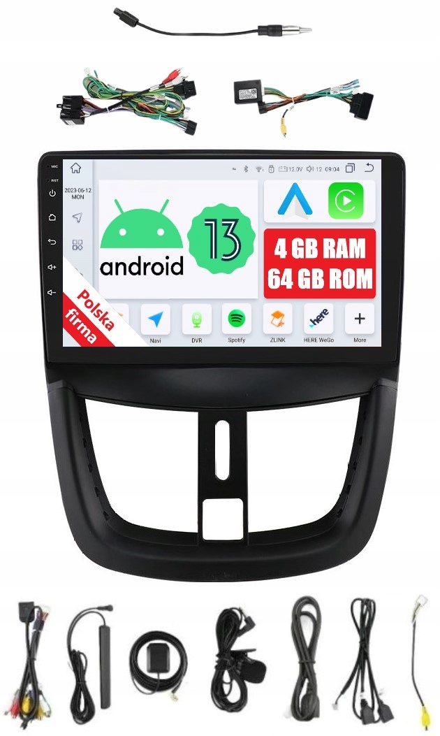 Rádio 2DIN Navigace Android Peugeot 207 3/32 Gb Dsp Carplay Lte