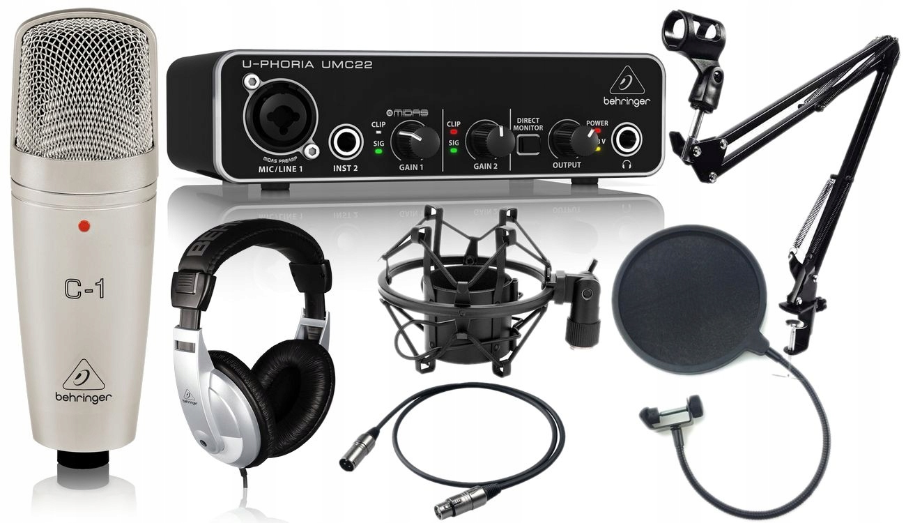 BEHRINGER UMC 22 + MIC C1 ZESTAW DOMOWEGO STUDIA