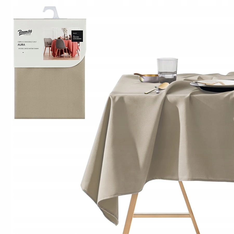 

Obrus Aura 140X300 Plamoodporny Na Stół Beżowy
