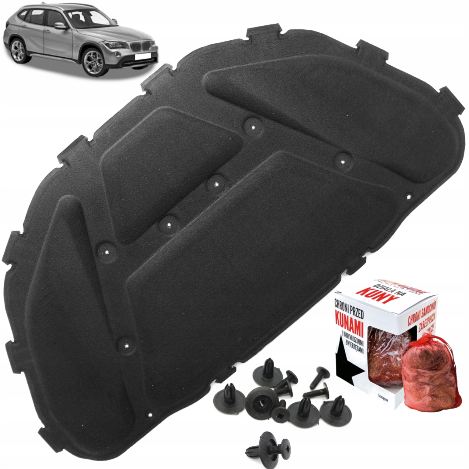 Ztlumení kapoty Izolace podbití Bmw X1 E84 09-15r Odpuzovač Spinky