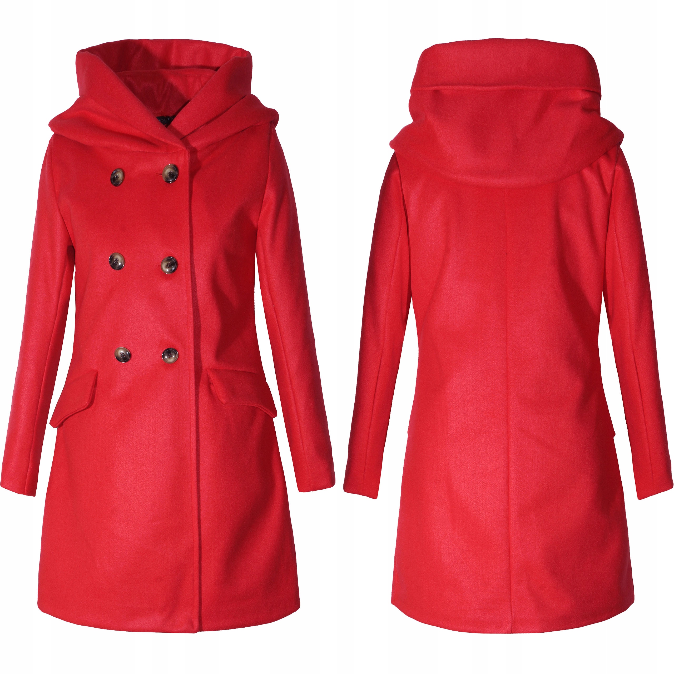 Płaszcz damski Przejściowy kaptur XL 42 Czerwony