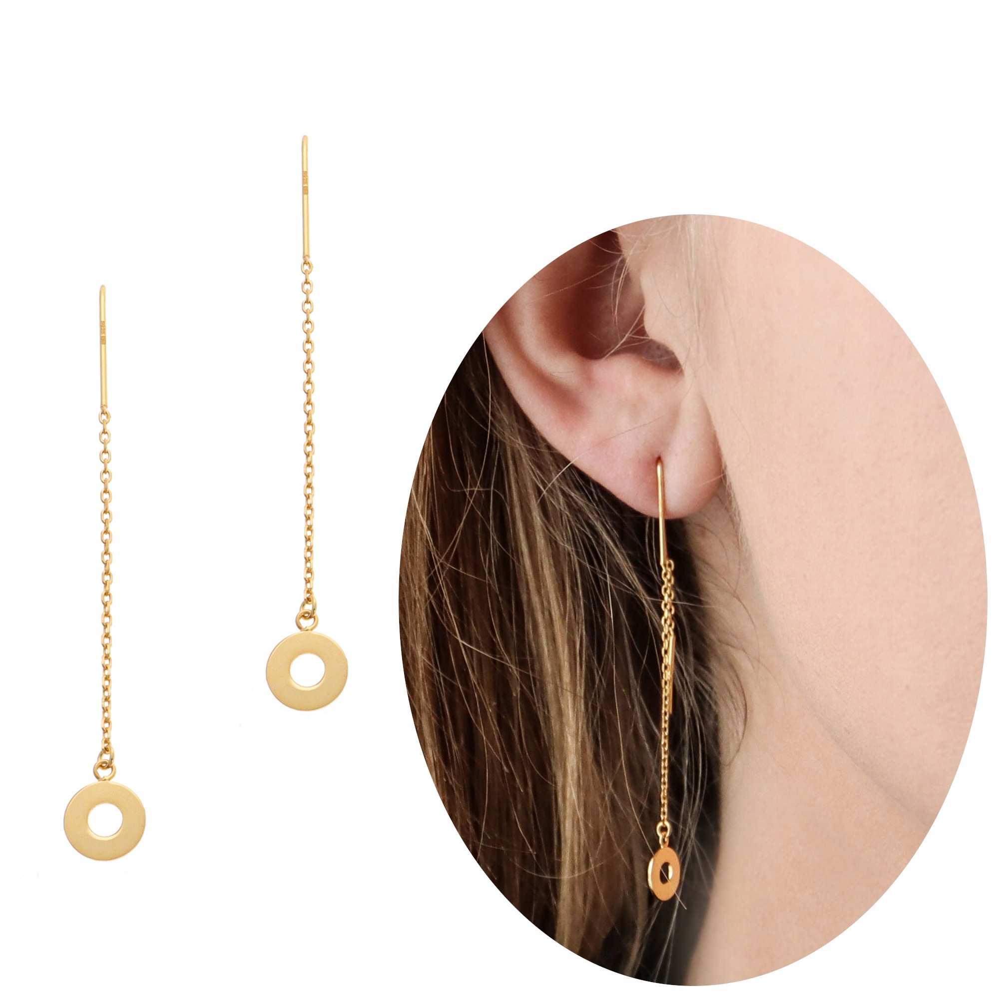 

Kolczyki złocone łańcuszek kółka kółeczka pr.925