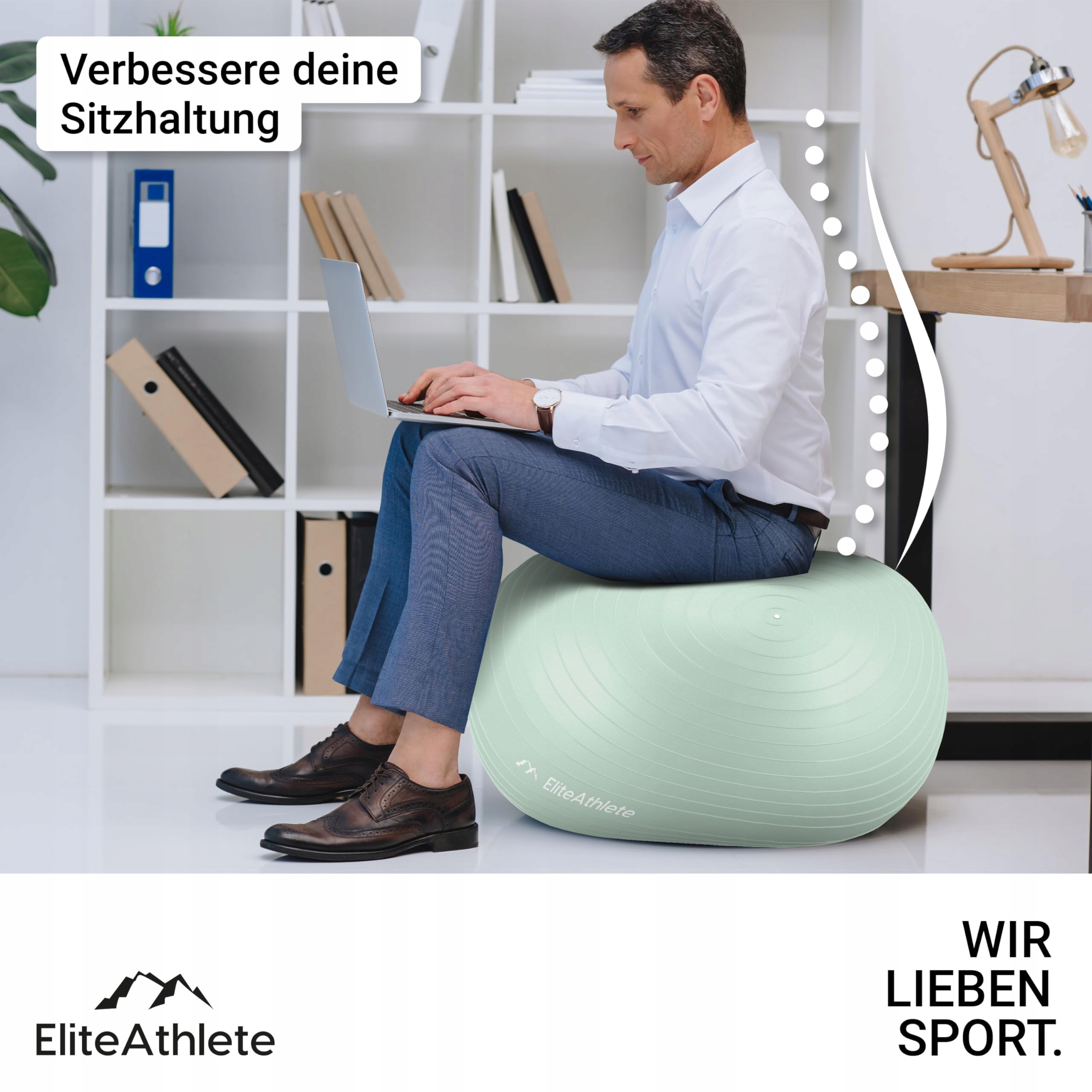 ELITEATHLETE Piłka Gimnastyczna 65cm Antywstrząsowa Do Jogi i Ciąży — miniatura 6
