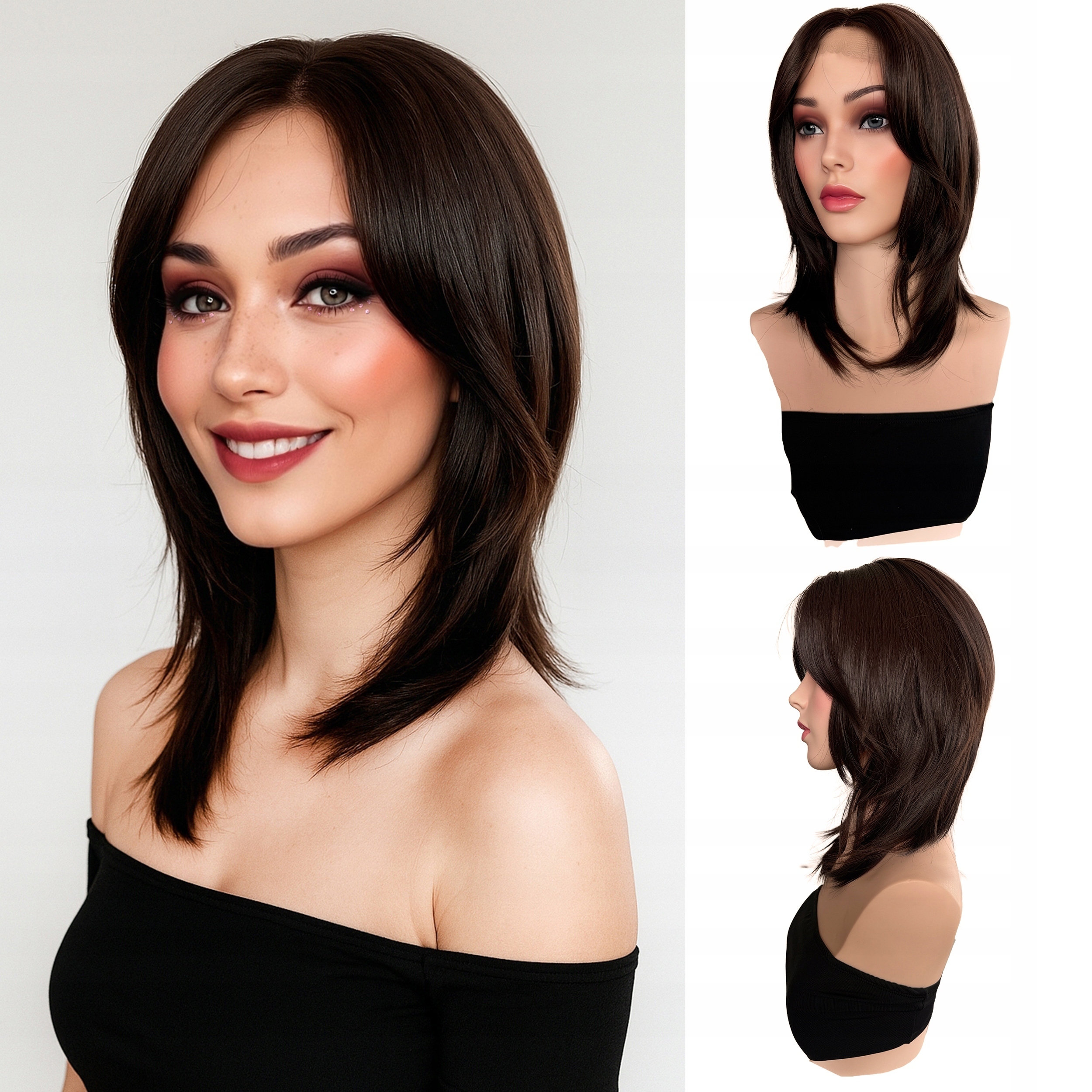 Syntetická paruka na vlasy Stínovaná hnědá jako přírodní 40 cm #8B