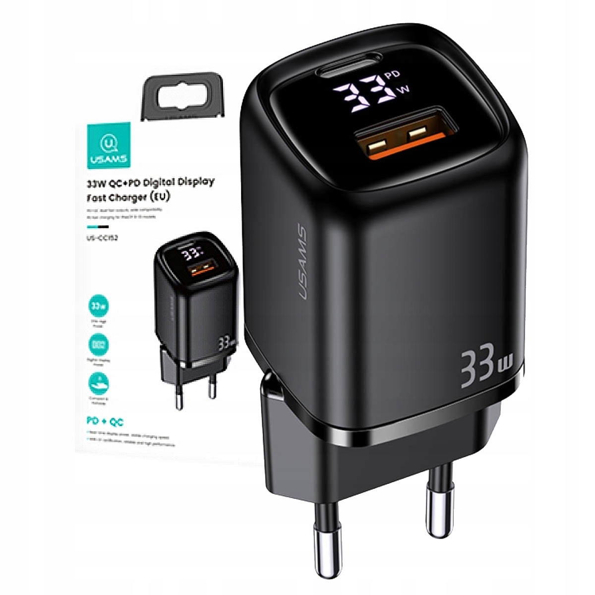 

Usams Ładowarka Sieciowa Dwa Porty Usb-c Usb A 33W
