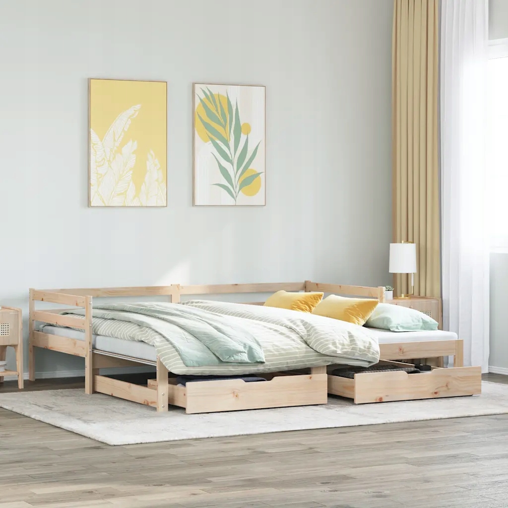vidaXL Válenda s přistýlkou a zásuvkami bez matrace 90x190 cm