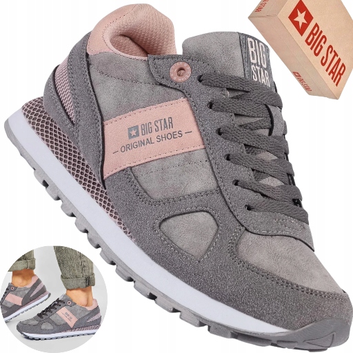 Sneakersy Big Star GG274675 szare różowe buty sportowe damskie
