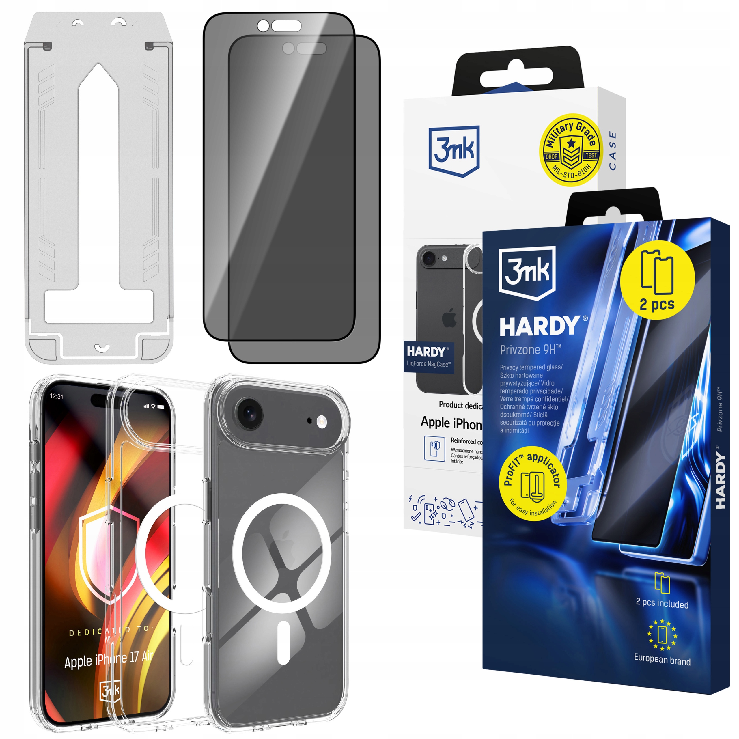 2x Tvrzené sklo 9H pouzdro 3mk Hardy pro iPhone Air