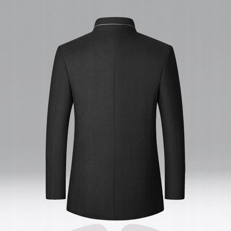 ELEGANCKI MĘSKI PŁASZCZ ZIMOWY JESIENNY WEŁNIANY Wzór dominujący bez wzoru