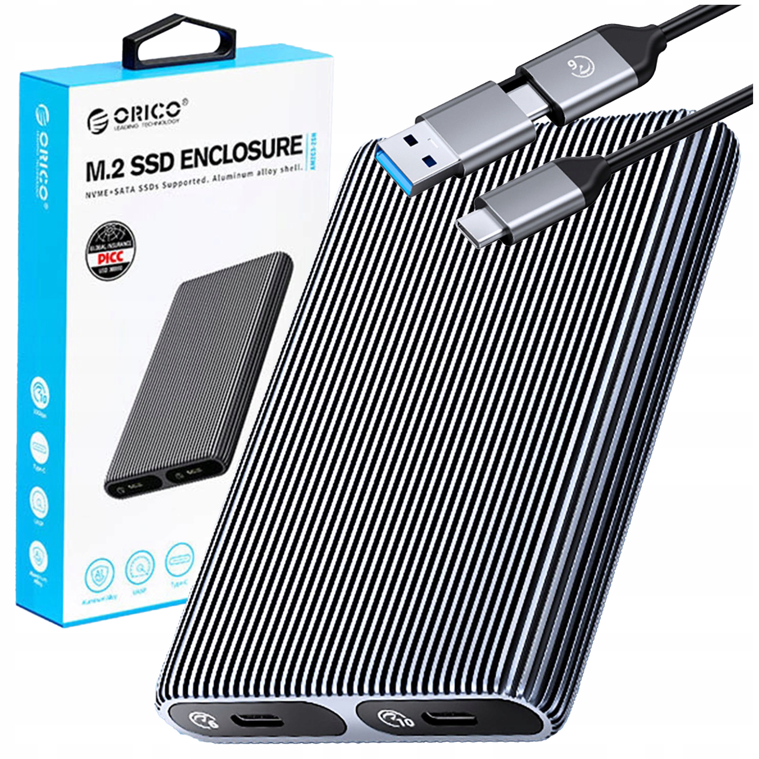 Kapsa Na Disk Pouzdro Pro 2 Disky Orico M.2 Nvme Usb-c 3.2 10Gb/s 4TB