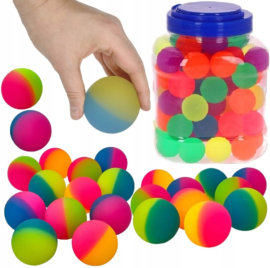 70 x KAUČUKOVÁ LOPTIČKA GUMOVÁ SKÁKACIA NEÓNOVÁ LOPTIČKA 70 kusov