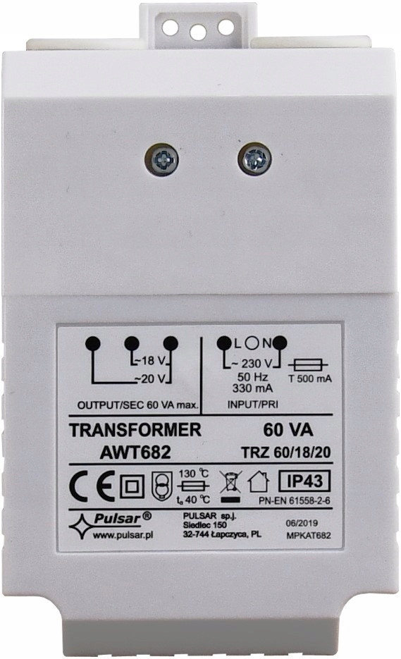 

Transformator Trz 60VA/18V/20V Pulsar AWT682