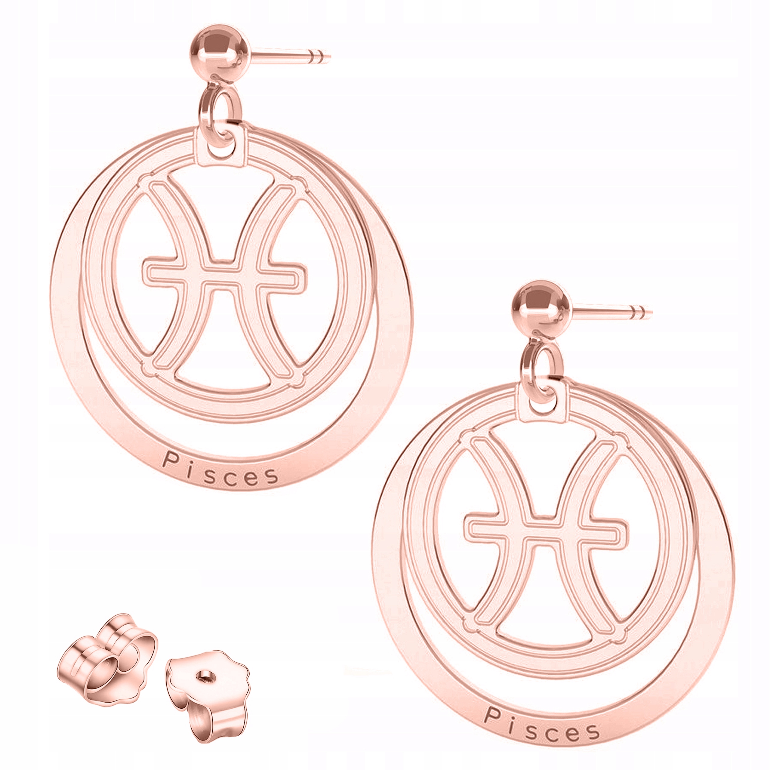 Náušnice Pozlacené Zodiac Ryby Pisces Zodiac pro ryby Stříbro 925
