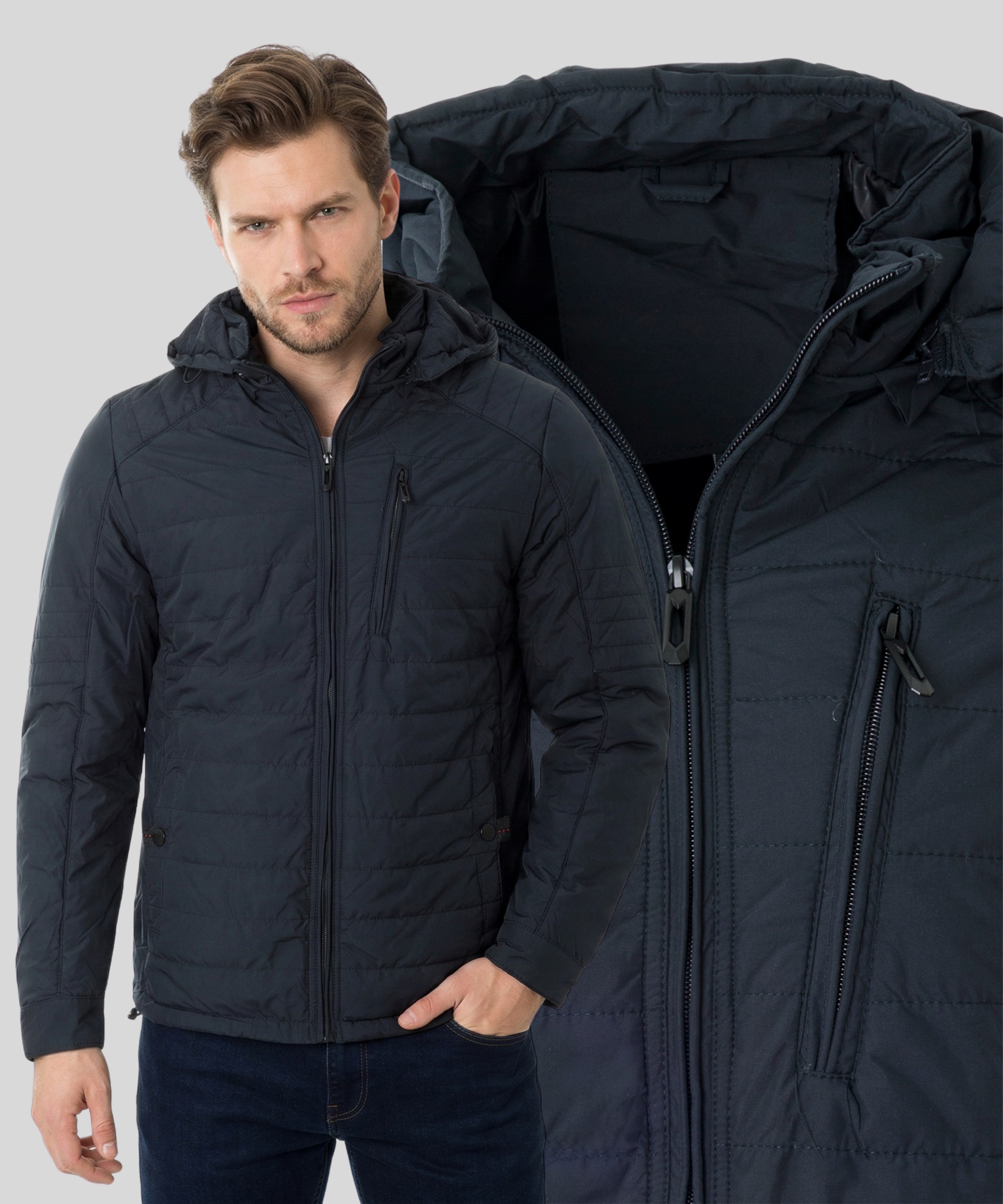 Kurtka Męska Z Kapturem Odpinanym Przejściowa Wiosenna Roz. 52 XL