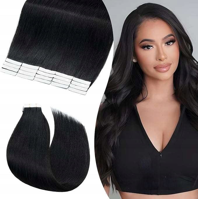 Uk fashion-Shop připínací vlasy 20 pramenů #1 hluboká černá 30 cm