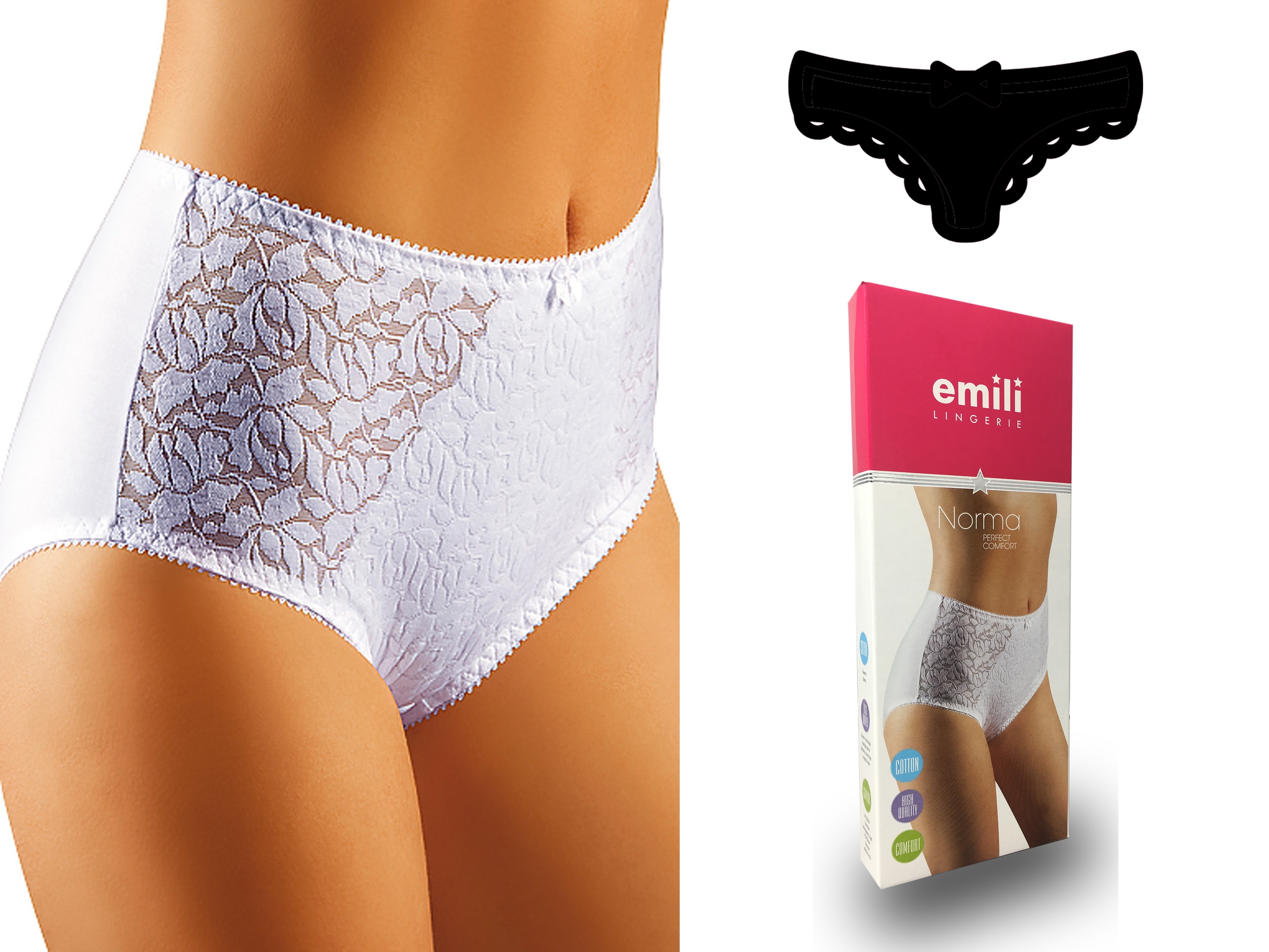 

Emili Norma Koronkowe Figi Bawełna czarny XL