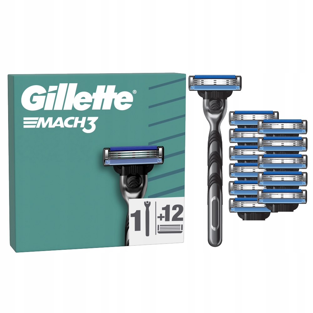 Gillette Mach3 Maszynka do golenia dla mężczyzn i 12 ostrzy wymiennych