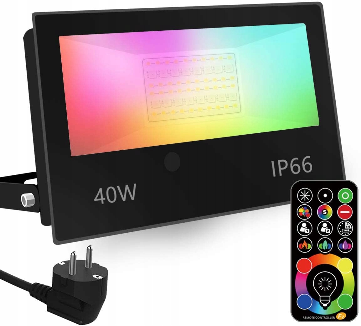 ГАЛОГЕН RGB LED 120 ЦВЕТОВ 40-400W IP66 + ПУЛЬТ ДИСТАНЦИОННОГО УПРАВЛЕНИЯ