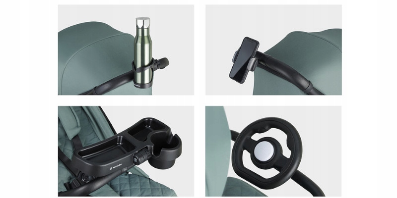 Wózek spacerowy Easywalker Jackey2 XL Agave Green / zielony Rodzaj kół Gumowe