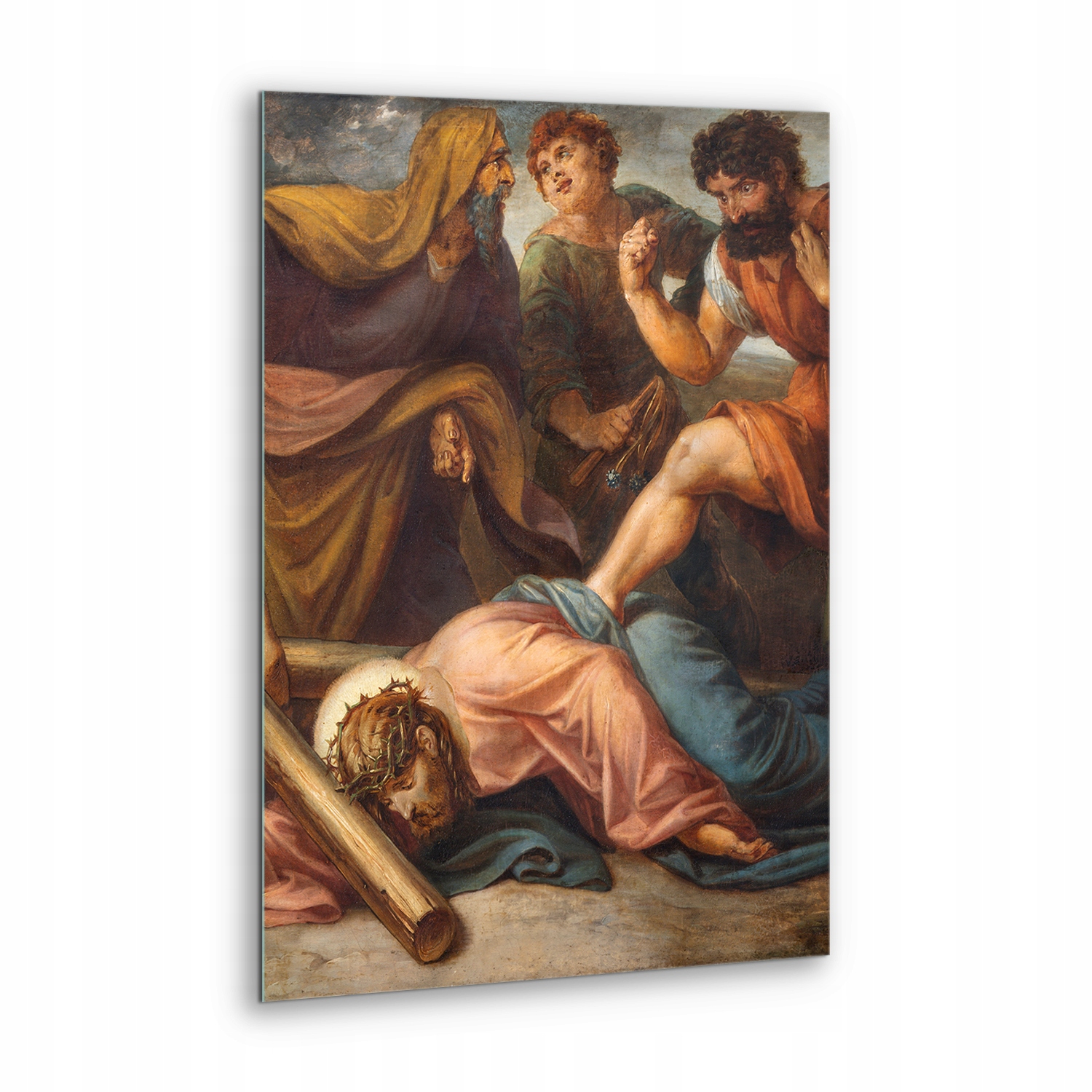 Obraz na skle do obývacího pokoje Ježíš padá pod křížem