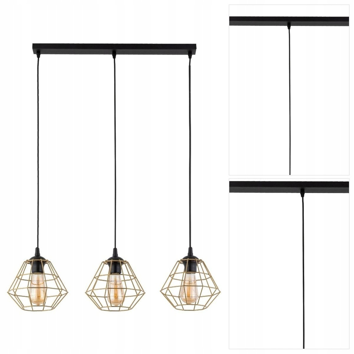 Závěsný Diamond New černý loft s třemi zdroji světla do pracovny Tk Lighting