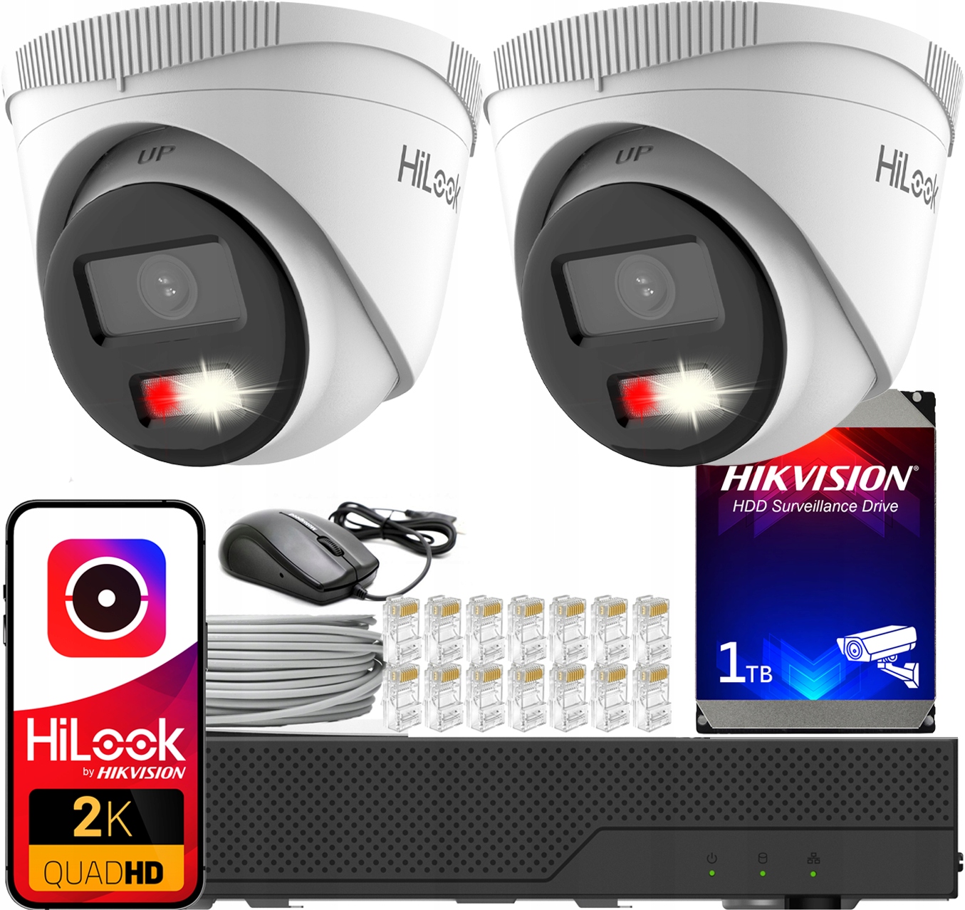 Sada pro monitorování Hilook od společnosti Hikvision 2x IPC-T240HA-LUC 4MPX PoE Hybrid