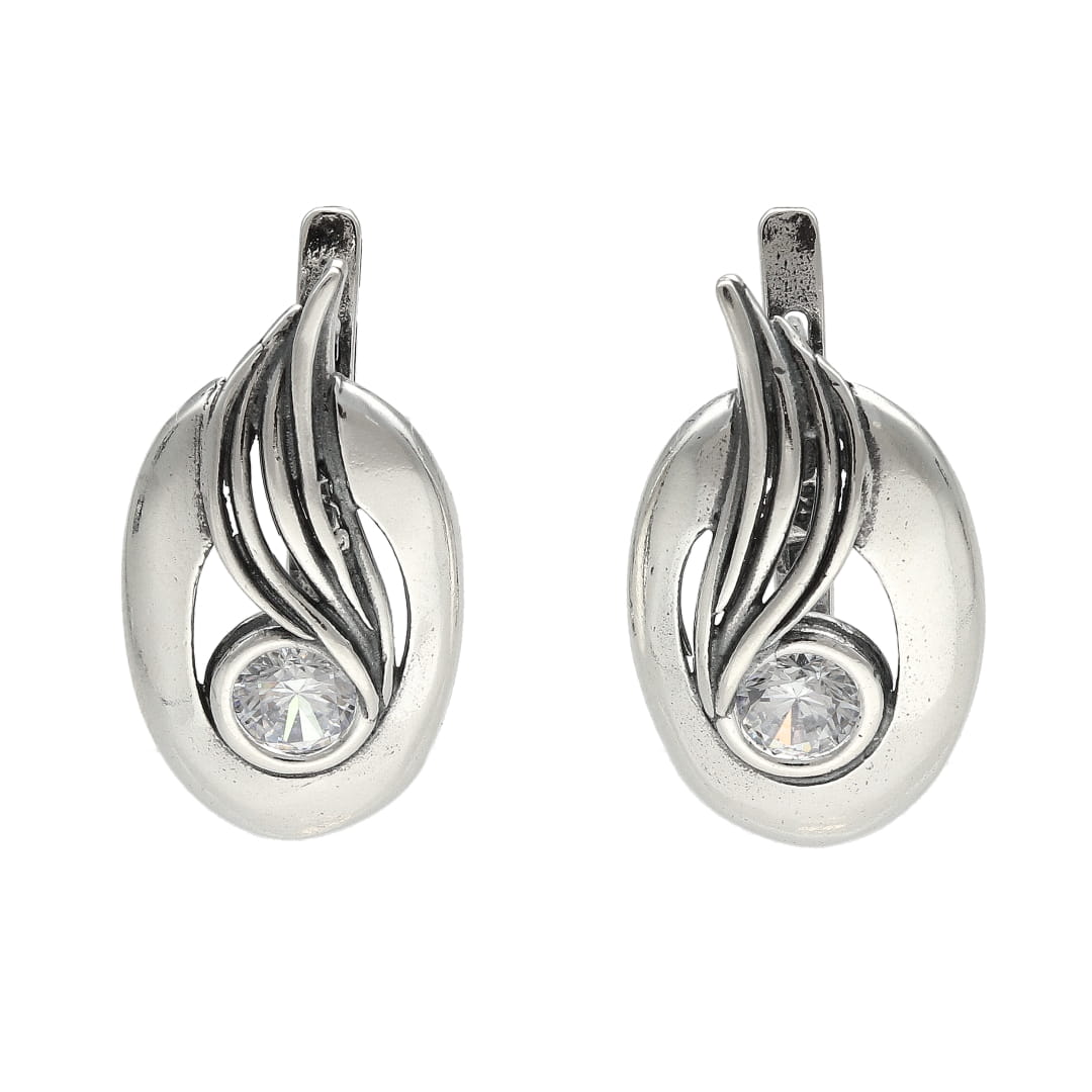 Náušnice oválné se zirkonem stříbro