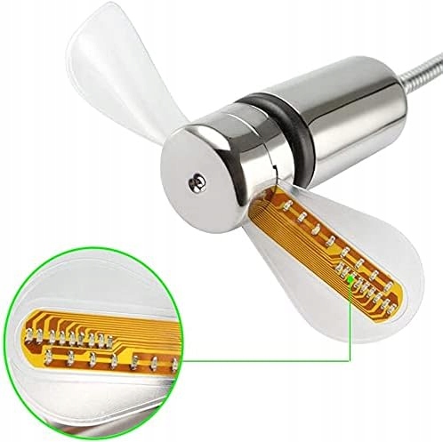 Wentylator USB z zegarem LED I TEMPERATURĄ Zasilanie USB