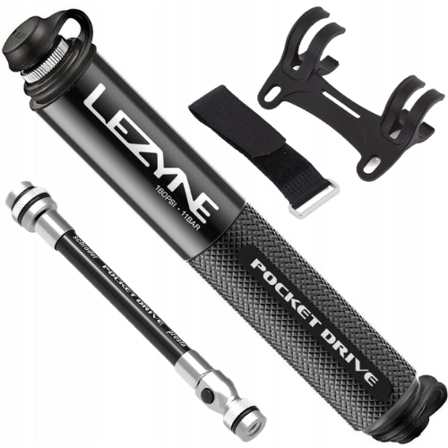 Lezyne Pocket Drive Hp pumpa 11 bar černá malá Mini s držákem a hadičkou