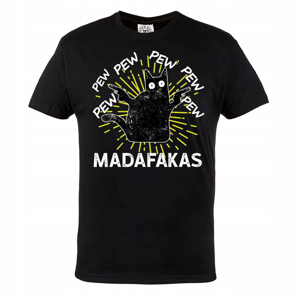 

Męska Koszulka Czarny Kot Pew Pew Madafakas