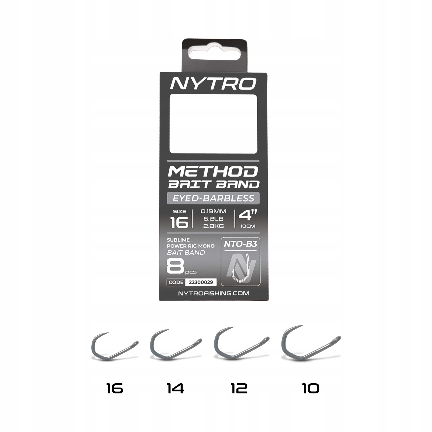 Przypony Nytro Method Bait Band NTO-B3 Barbless #12/0,23mm/10cm