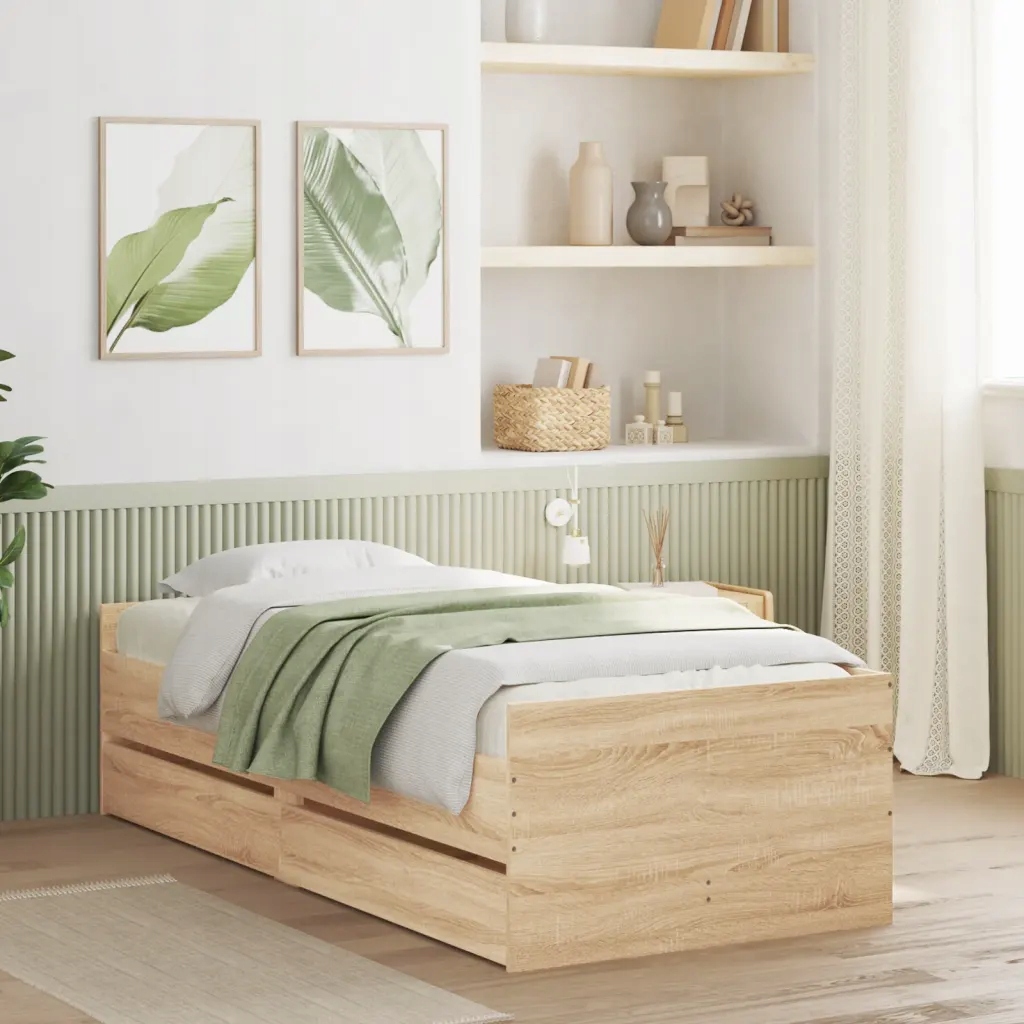 Rám postele se zásuvkami dub sonoma 75 x 190 cm Small Single Hnědá 3207359