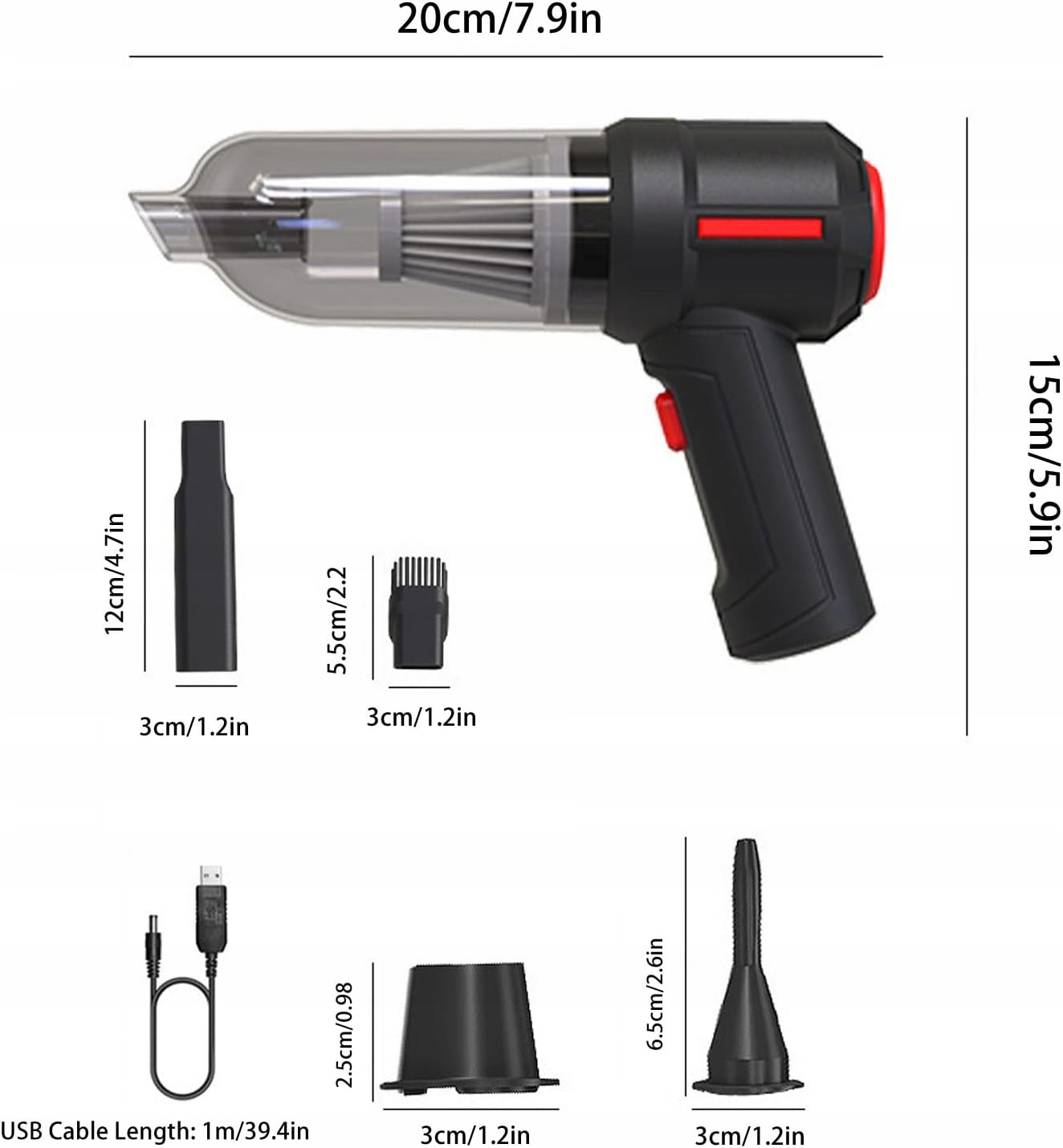 MINI BEZPRZEWODOWY ODKURZACZ RĘCZNY WYDAJNY I MOCNY 43000 OBROTÓW / MINUTĘ Czas pracy bezprzewodowej 40 min