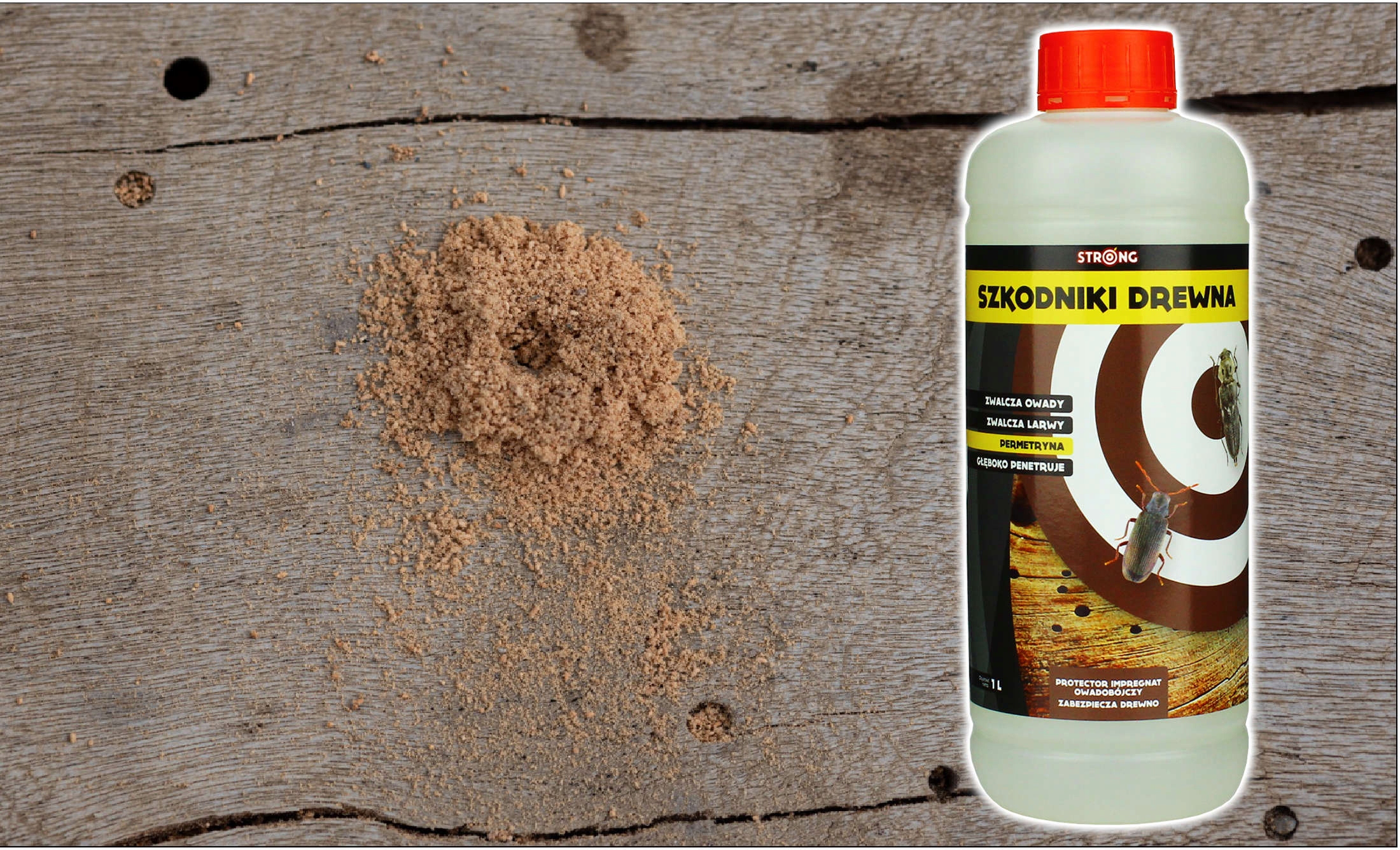 STRONG ŚRODEK PREPARAT ZWALCZA KORNIKI SPUSZCZELE KOŁATKI ZABEZPIECZA 1L Producent Strong