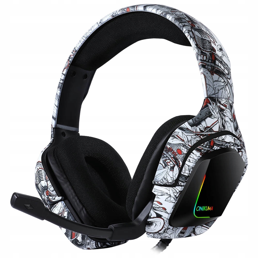 ONIKUMA K20 CAMO SŁUCHAWKI GAMINGOWE NAUSZNE PRZEWODOWE Z MIKROFONEM RGB Konstrukcja zamknięta