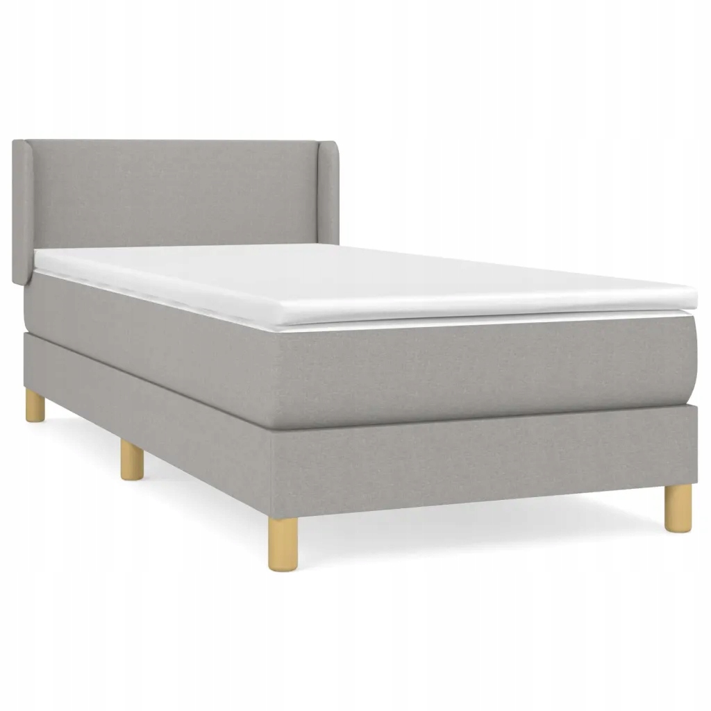 Kontinentální postel světle šedá 203 x 93 x 78/88 cm s matrací 90 x 200 x 2