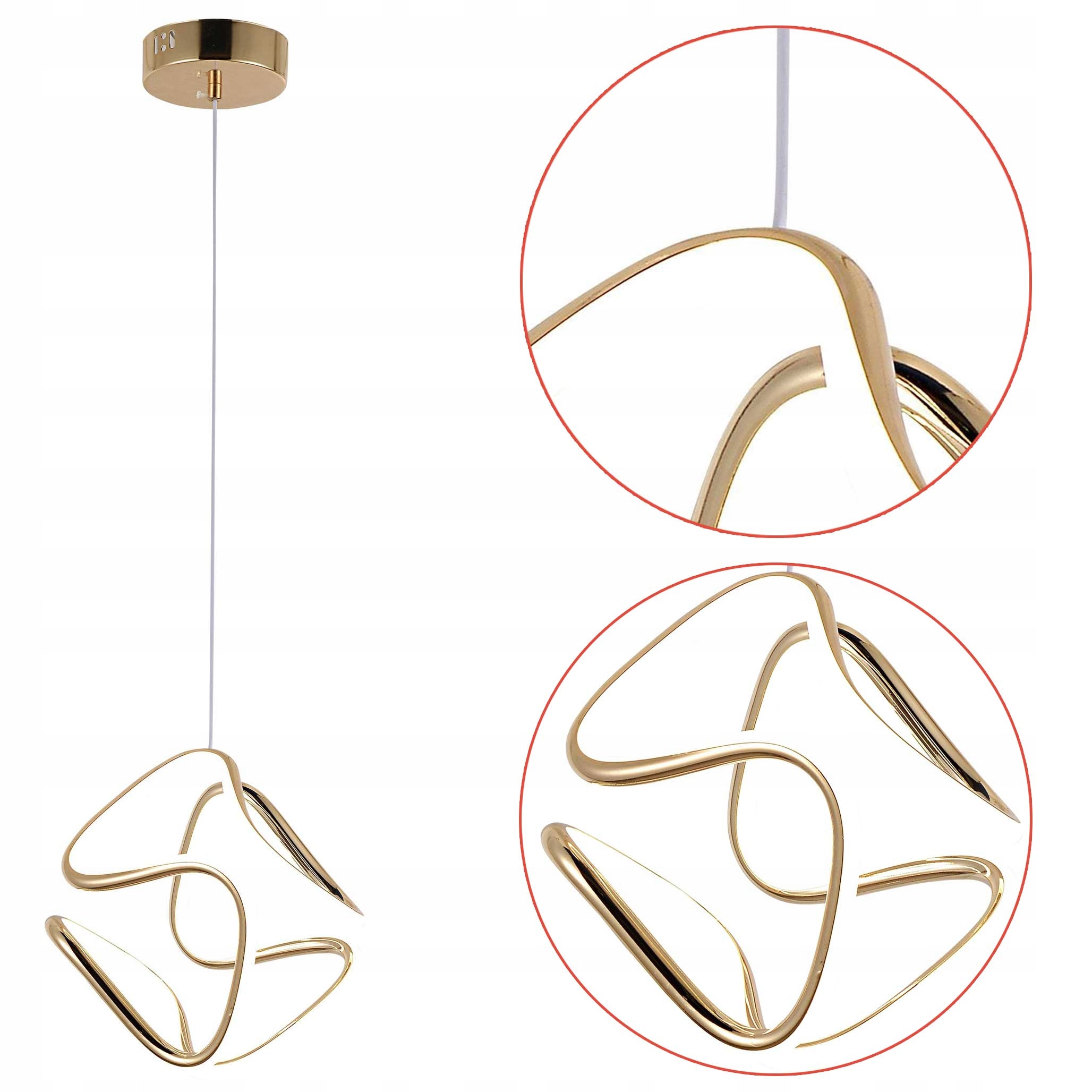 Zlatá závěsná Led lampa G067 Geometrická 25 cm Čtverec Moderní lesk