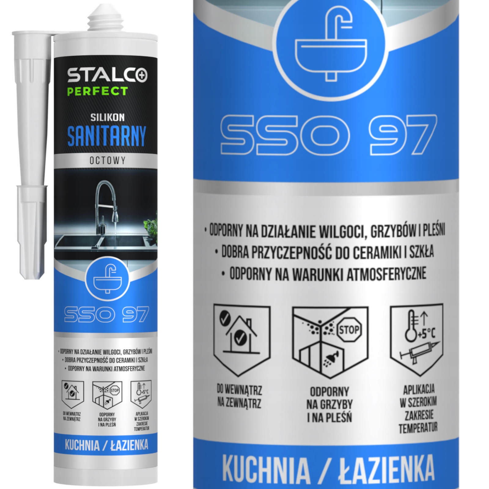 Silikon Sanitarny Biały Uszczelniacz 280 ML Odporny Na Wilgoć Stalco